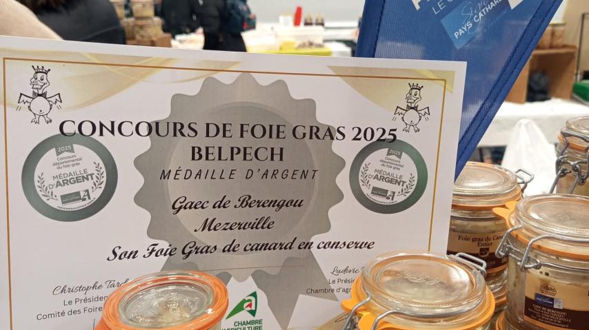 Diplôme -GAEC Bérengou -Concours foie gras de canard entier en conserve 2025